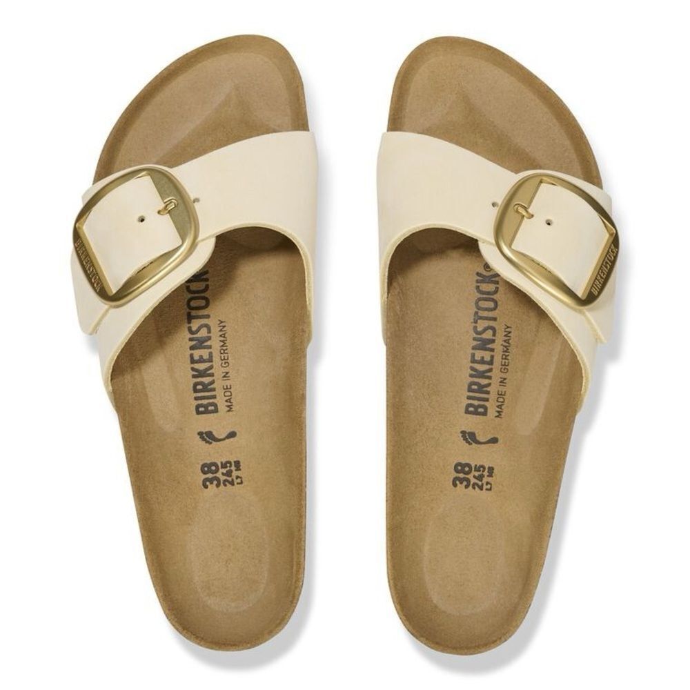 Madrid big buckle, nubuck leather, ecru size 37 (6-6.5)